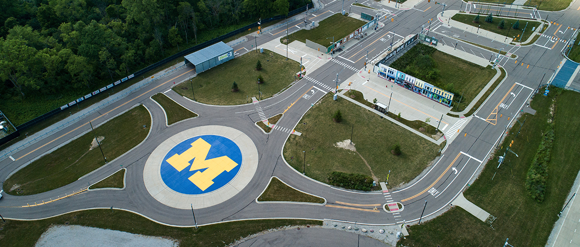 Drone Aerial photo of North Campus: MCity, the self driving car testing ground.